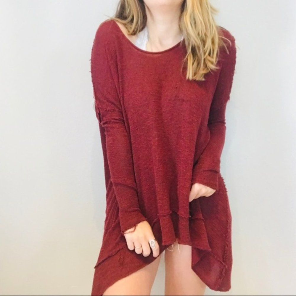 Free people maroon knit twist backless sweater - Picture 3 of 7
